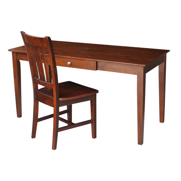 International Concepts Desk with Drawer, Larger Size And Chair, 26 in D X 60 in W X 30 in H, Unfinished, Wood K-581-42-10